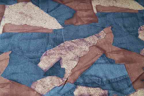 Baumwollstretch Stoff blau braun Jeans