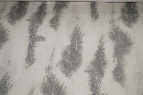 Stretchstoff grau-beige Spinnennetz Gabardine
