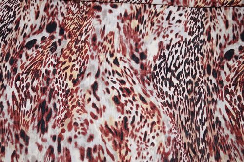 Kleiderstoff rot-braun-beige Leopard