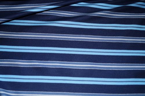 Baumwolle Stoff dunkelblau gestreift blau-grau