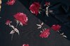 Netzstoff Netzjersey schwarz Blumen rot Elastic-Tüll